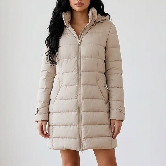 Zara Jackets & Blazers - Zara Beige Hooded Puffer Coat